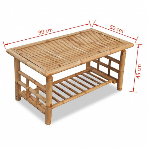 Coffee Table Bamboo 90x50x45 Cm Image 5