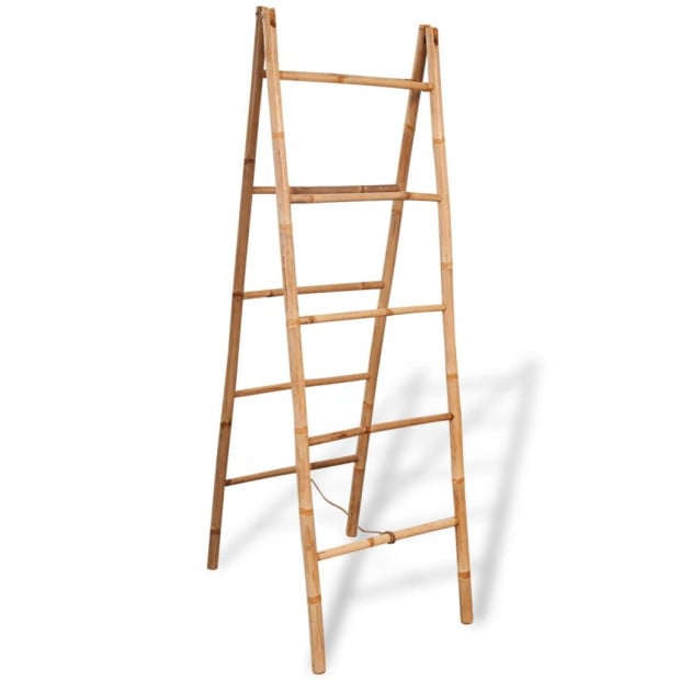 Double Towel Ladder With 5 Rungs Bamboo 50x160 Cm