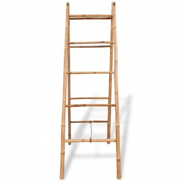 Double Towel Ladder With 5 Rungs Bamboo 50x160 Cm Image 2