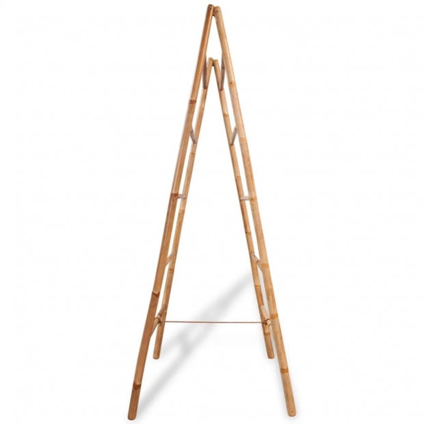 Double Towel Ladder With 5 Rungs Bamboo 50x160 Cm Image 3