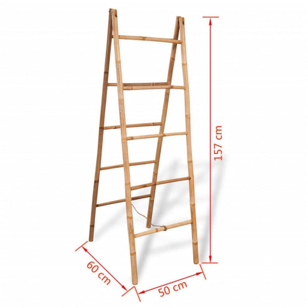 Double Towel Ladder With 5 Rungs Bamboo 50x160 Cm Image 5