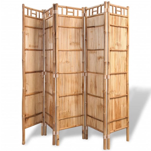 5-panel Room Divider Bamboo 200x160 Cm Image 3