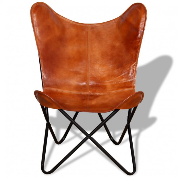 Butterfly Chair Brown Real Leather Image 2