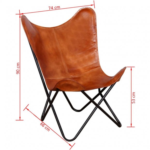 Butterfly Chair Brown Real Leather Image 6