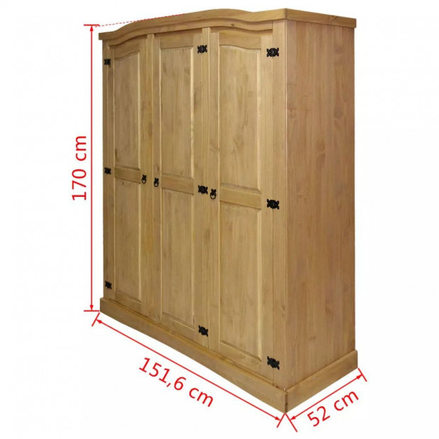 Wardrobe Mexican Pine Corona Range 3 Doors Image 5