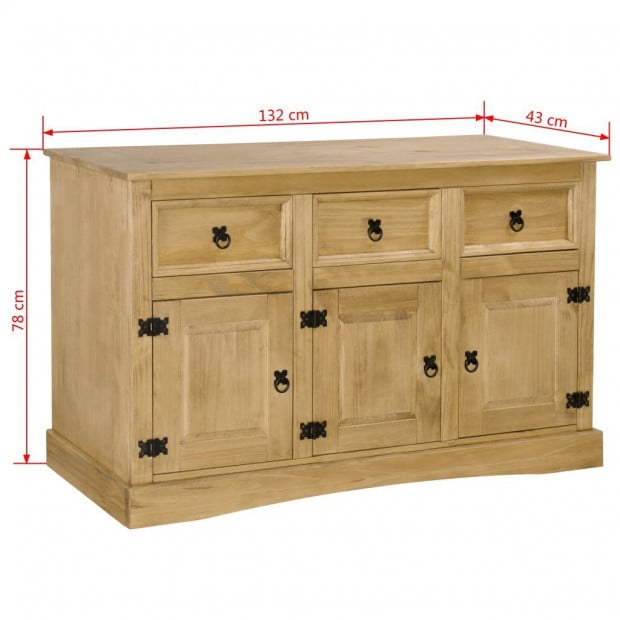 Sideboard Solid Mexican Pinewood Corona Range 132x43x78 Cm Image 8