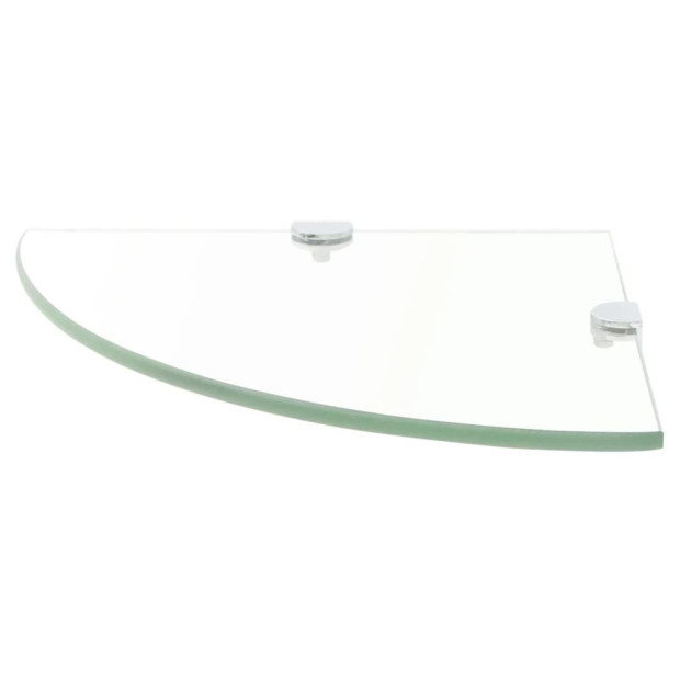 Corner Shelf With Chrome Supports Glass Clear 25x25 Cm Image 2