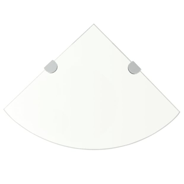 Corner Shelf With Chrome Supports Glass Clear 35x35 Cm