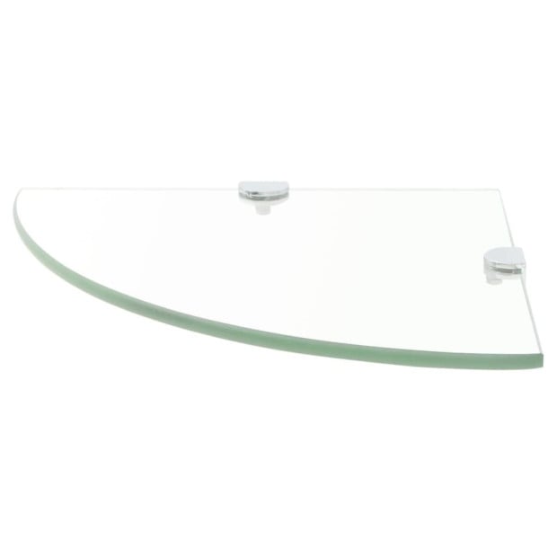 Corner Shelf With Chrome Supports Glass Clear 35x35 Cm Image 2