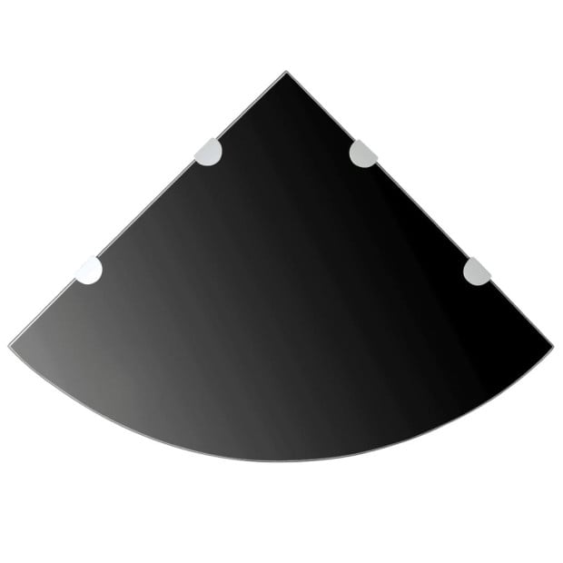 Corner Shelf With Chrome Supports Glass Black 45x45 Cm