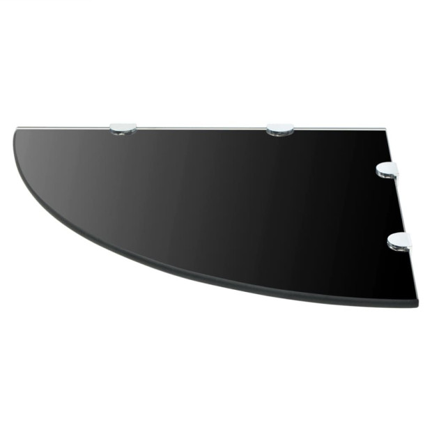 Corner Shelf With Chrome Supports Glass Black 45x45 Cm Image 2