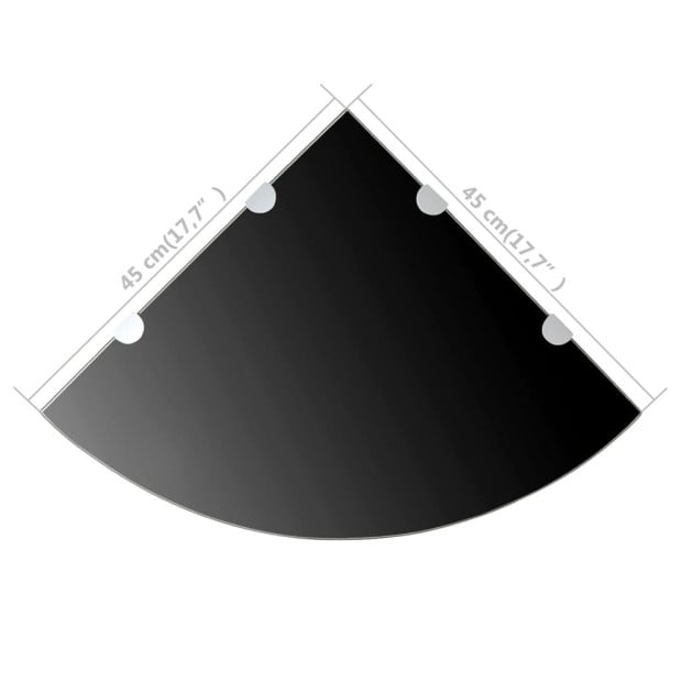 Corner Shelf With Chrome Supports Glass Black 45x45 Cm Image 5