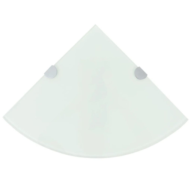 Corner Shelf With Chrome Supports Glass White 25x25 Cm