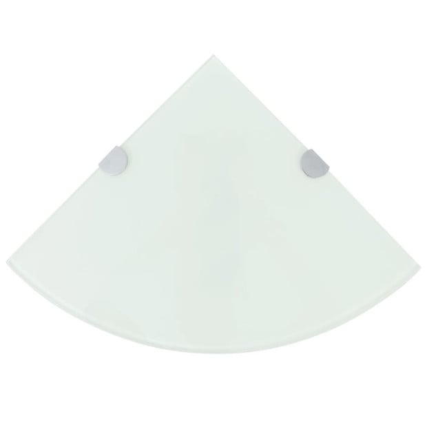 Corner Shelf With Chrome Supports Glass White 35x35 Cm