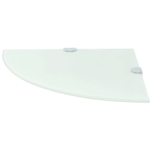 Corner Shelf With Chrome Supports Glass White 35x35 Cm Image 2
