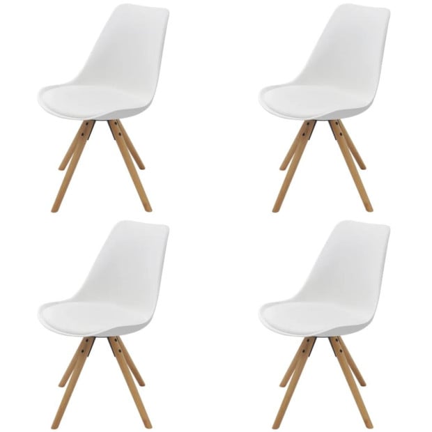 Dining Chairs 4 Pcs White F. Leather