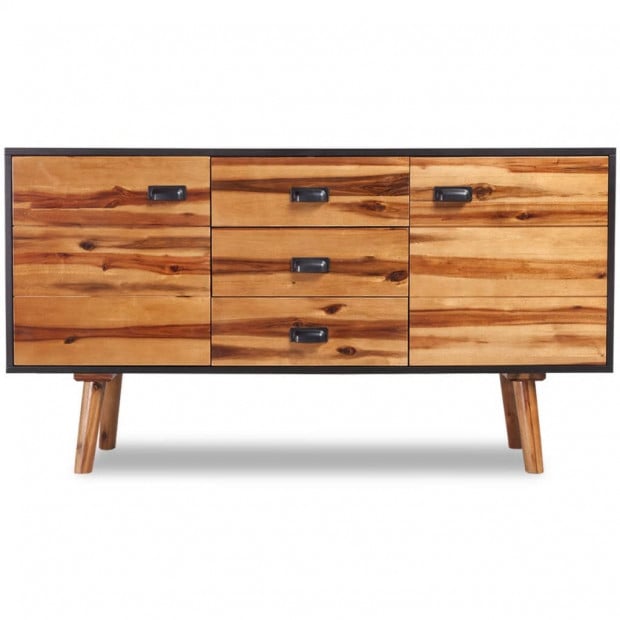 Sideboard Solid Acacia Wood 115x35x70 Cm Image 2