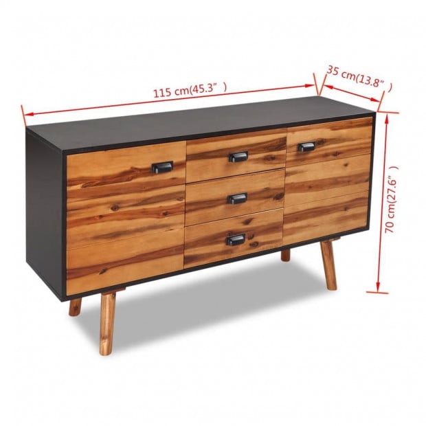 Sideboard Solid Acacia Wood 115x35x70 Cm Image 4
