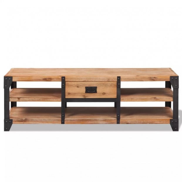 Tv Stand Solid Acacia Wood 140x40x45 Cm Image 2