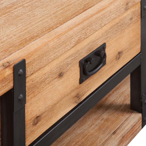 Tv Stand Solid Acacia Wood 140x40x45 Cm Image 4