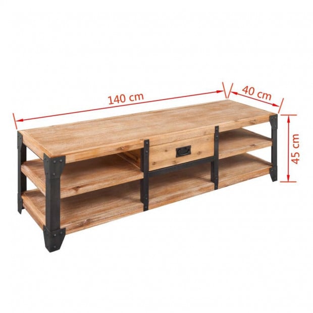 Tv Stand Solid Acacia Wood 140x40x45 Cm Image 5