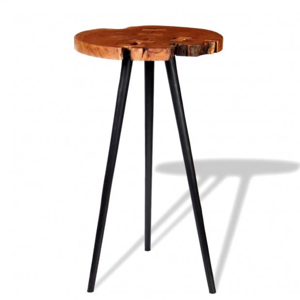 Log Bar Table Solid Acacia Wood (55-60)x110 Cm Image 2