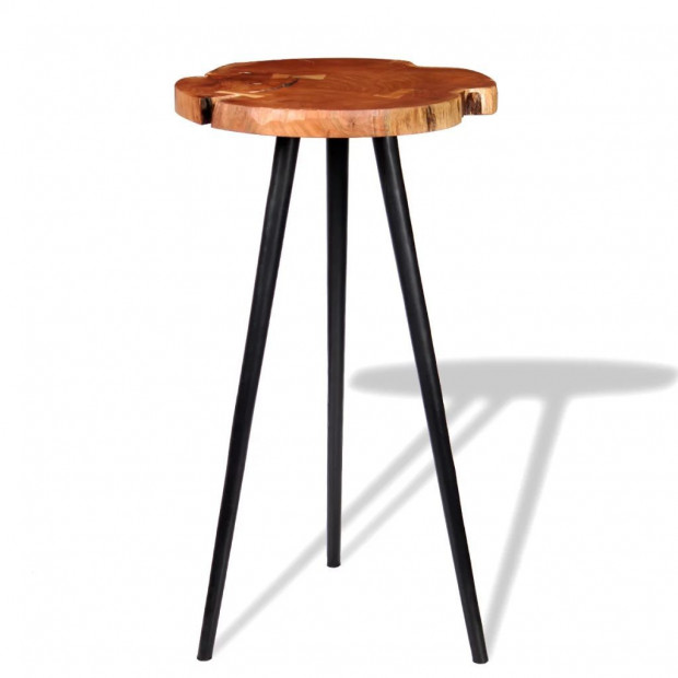 Log Bar Table Solid Acacia Wood (55-60)x110 Cm Image 3
