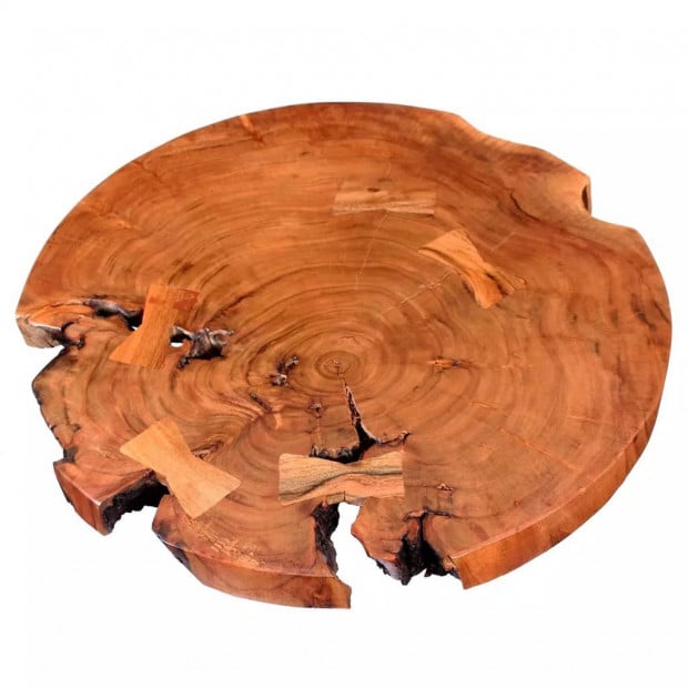 Log Bar Table Solid Acacia Wood (55-60)x110 Cm Image 6