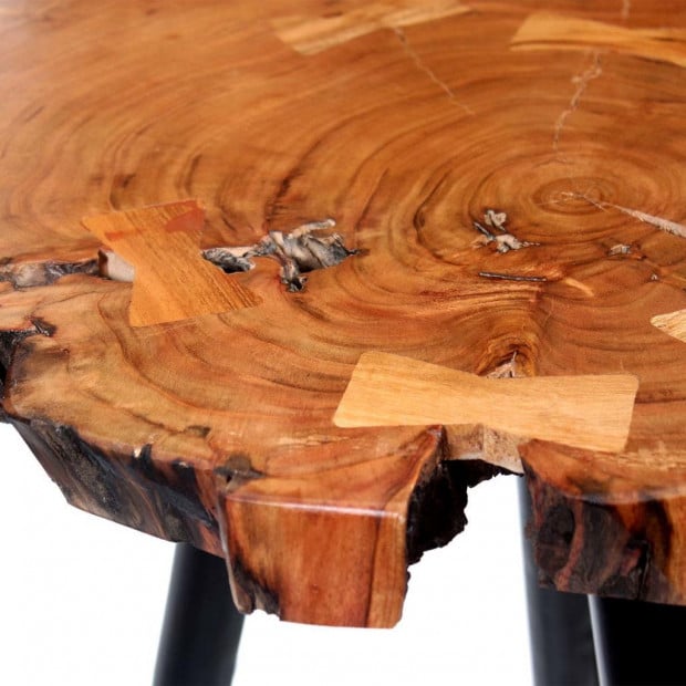Log Bar Table Solid Acacia Wood (55-60)x110 Cm Image 7