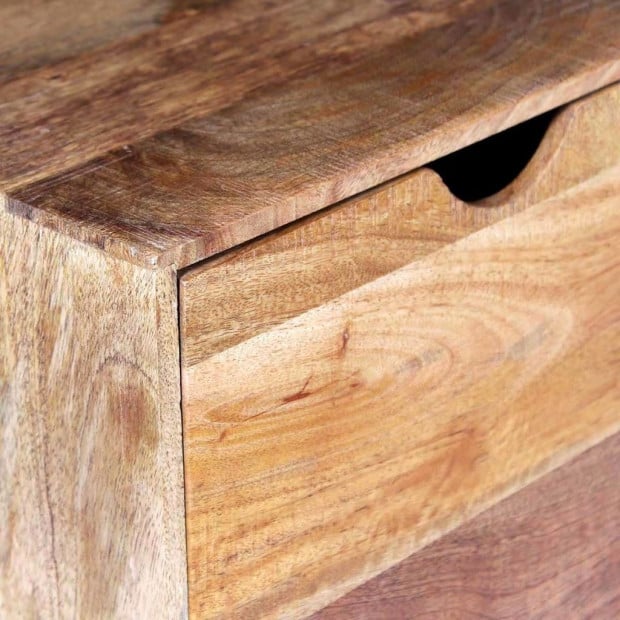 Side Table With Drawer Wheels Mango Wood 40x40x45 Cm Image 2
