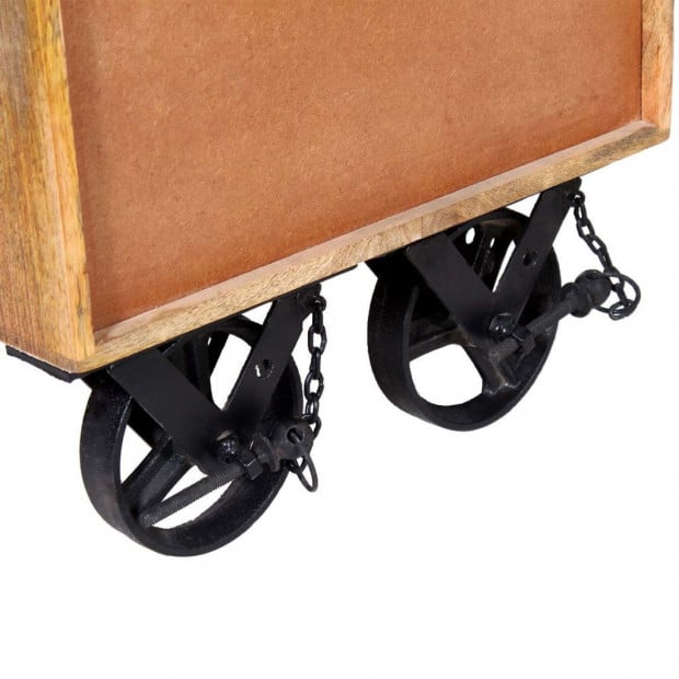 Side Table With Drawer Wheels Mango Wood 40x40x45 Cm Image 7