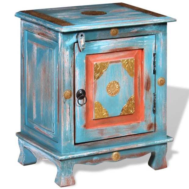 Nightstand Solid Mango Wood Blue Image 2