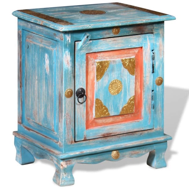 Nightstand Solid Mango Wood Blue Image 3