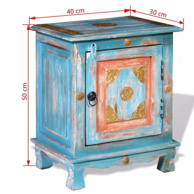 Nightstand Solid Mango Wood Blue Image 10