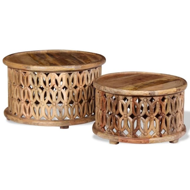 Two Piece Coffee Table Set Solid Mango Wood Image 4