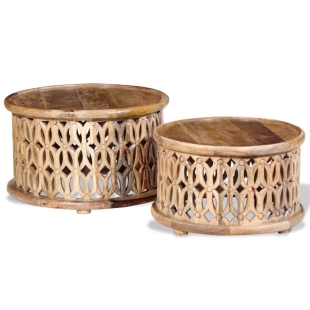 Two Piece Coffee Table Set Solid Mango Wood Image 5