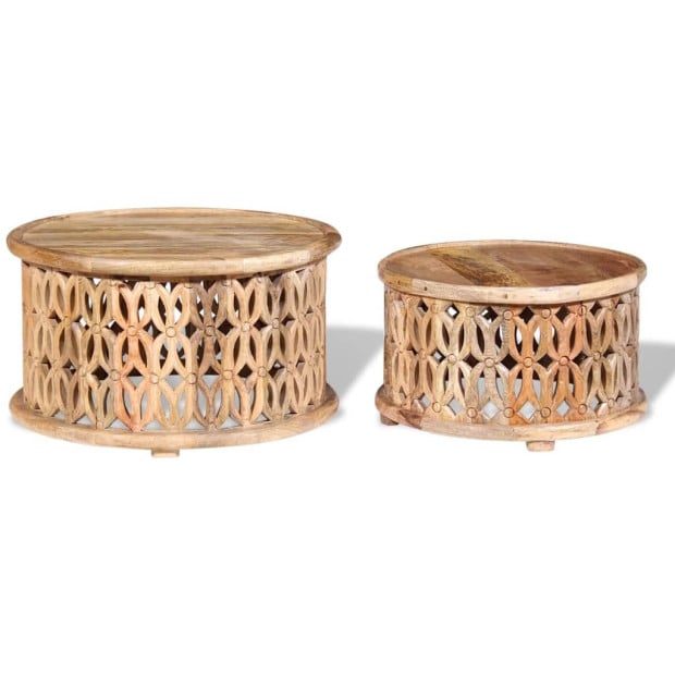 Two Piece Coffee Table Set Solid Mango Wood Image 7