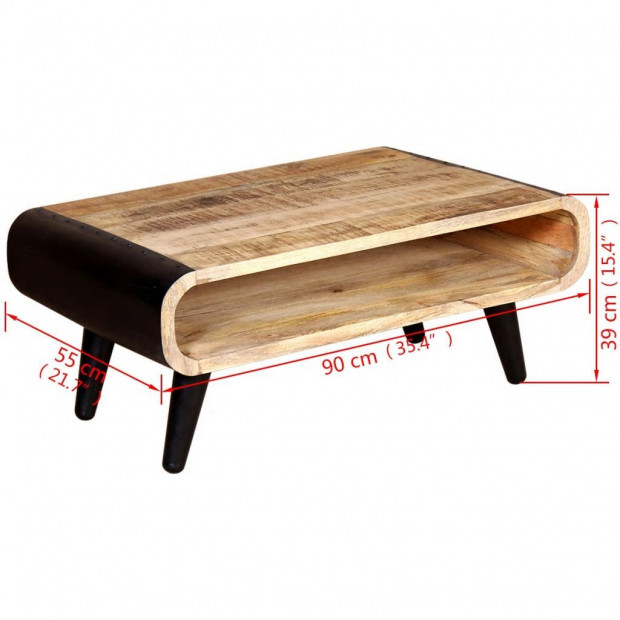 Coffee Table Rough Mango Wood 90x55x39 Cm Image 4