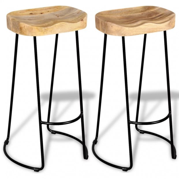 Gavin Bar Stools 2 Pcs Solid Mango Wood Image 4