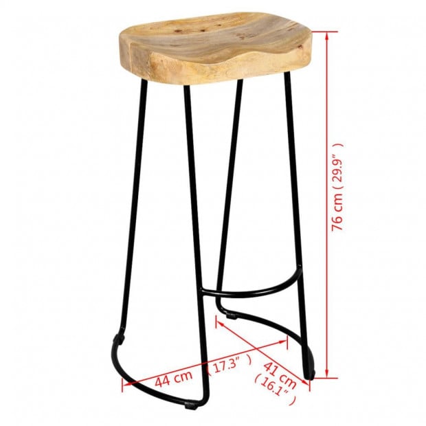 Gavin Bar Stools 2 Pcs Solid Mango Wood Image 9