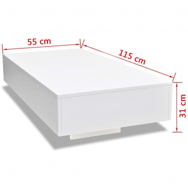 Coffee Table High Gloss White 115 x 55 x 31 cm Image 5