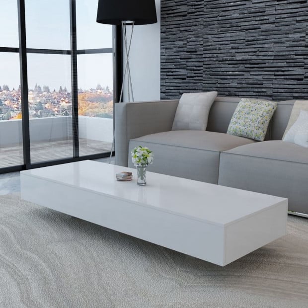 Coffee Table High Gloss White 115 x 55 x 31 cm Image 2