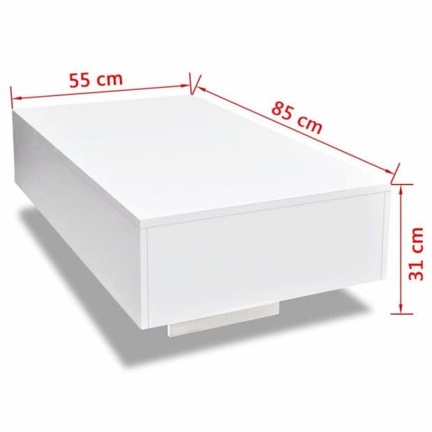 Coffee Table High Gloss White 85 x 55 x 31 cm Image 5