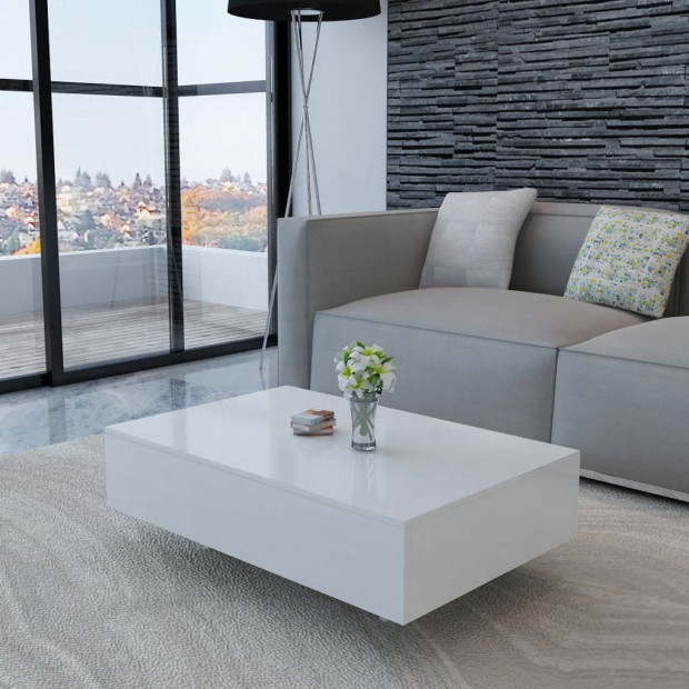 Coffee Table High Gloss White 85 x 55 x 31 cm Image 2