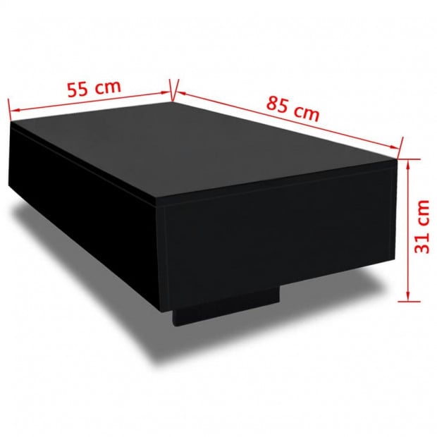 Coffee Table High Gloss Black 85 x 55 x 31 cm Image 4