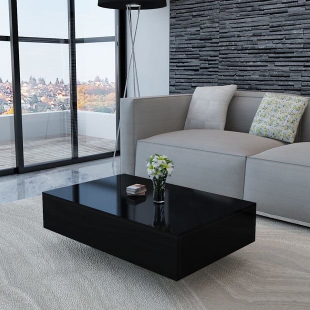 Coffee Table High Gloss Black 85 x 55 x 31 cm Image 2
