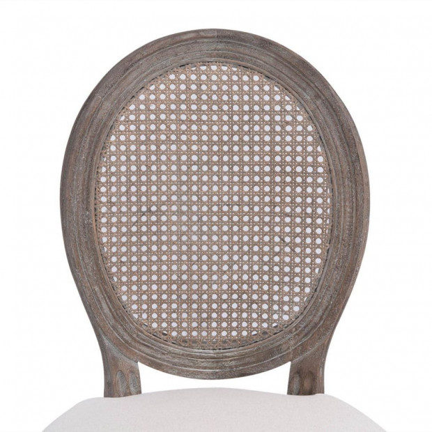Dining Chairs 2 Pcs Cream Fabric with Rattan Back Image 5
