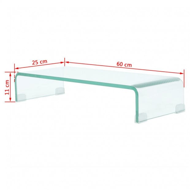 Tv Stand/monitor Riser Glass Clear 60x25x11 Cm Image 6