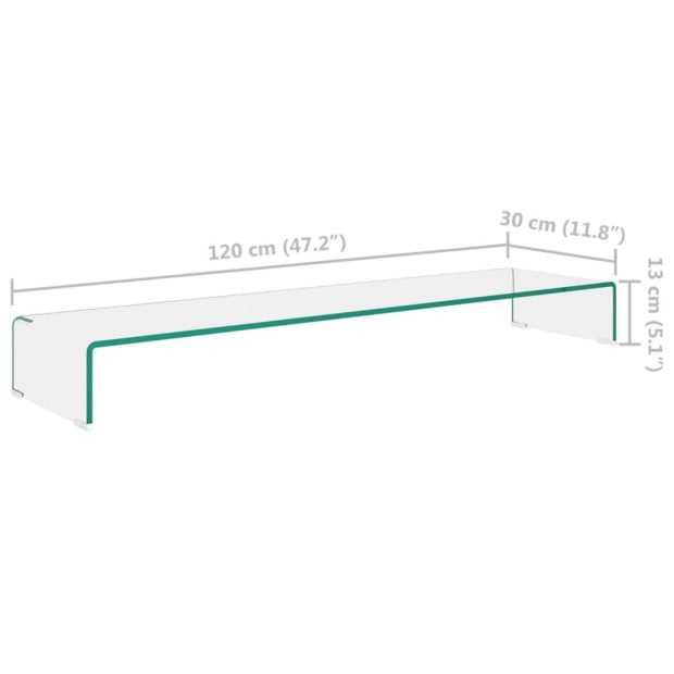 Tv Stand/monitor Riser Glass Clear 120x30x13 Cm Image 6