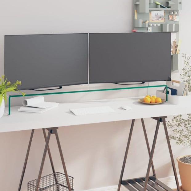 Tv Stand/monitor Riser Glass Clear 120x30x13 Cm